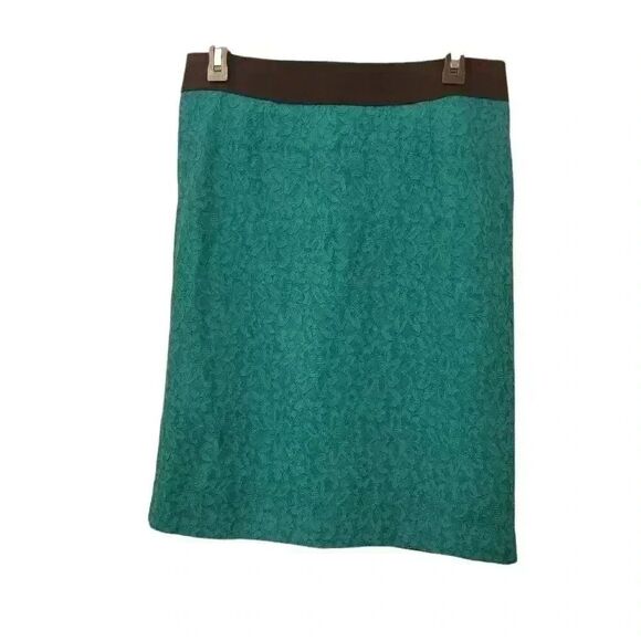 Alfani Women's Green Blue Nylon/Poly Lace Lined Skirt - Picture 5 of 10